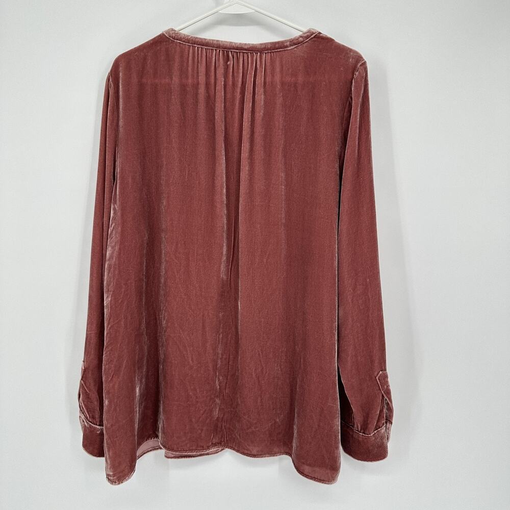 Sundance Shirt Womens Large Mauve Velvet Silk Blend Button Front Long Sleeve - Picture 8 of 9